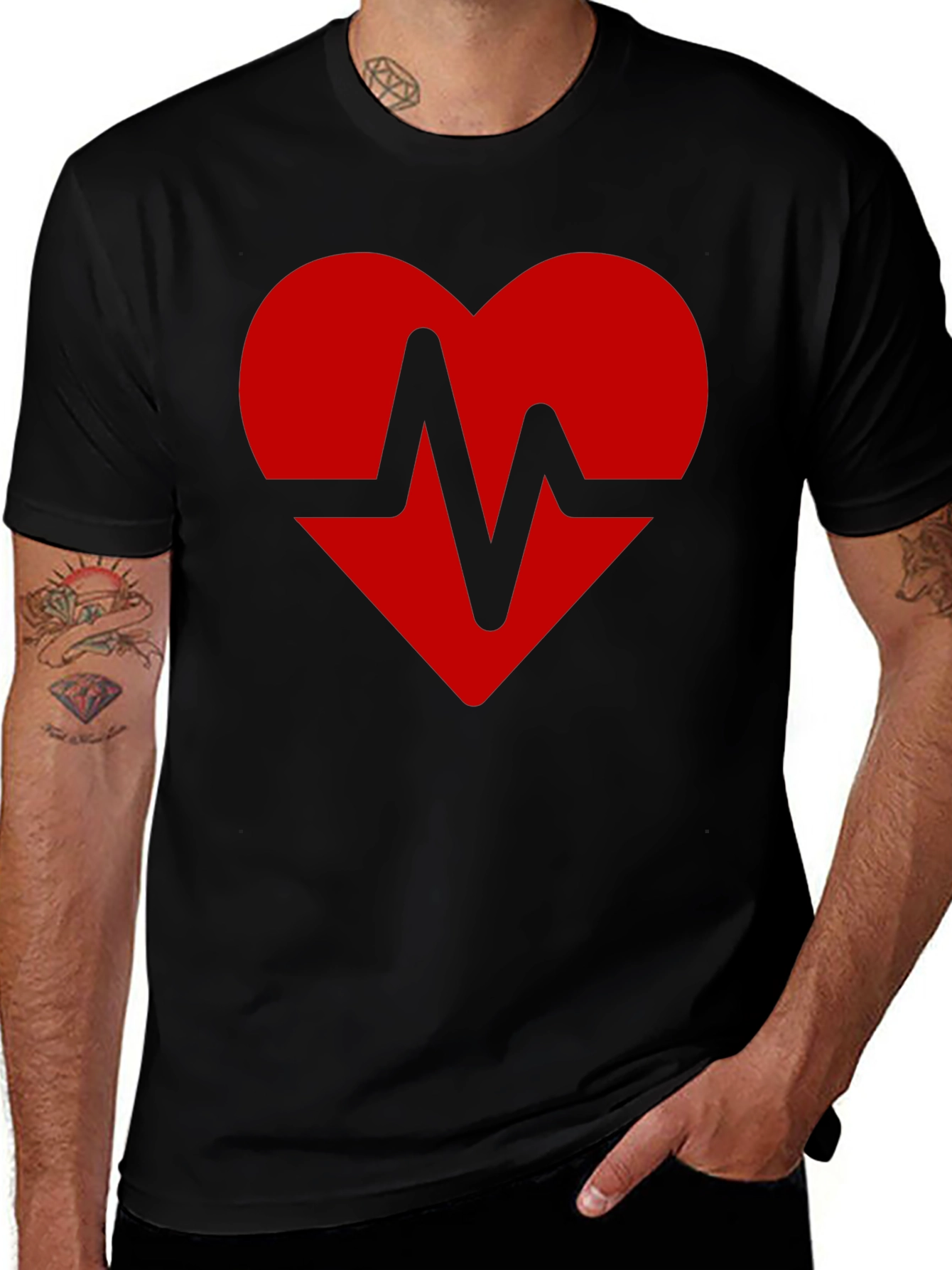 Camiseta Negra Corazón Latido