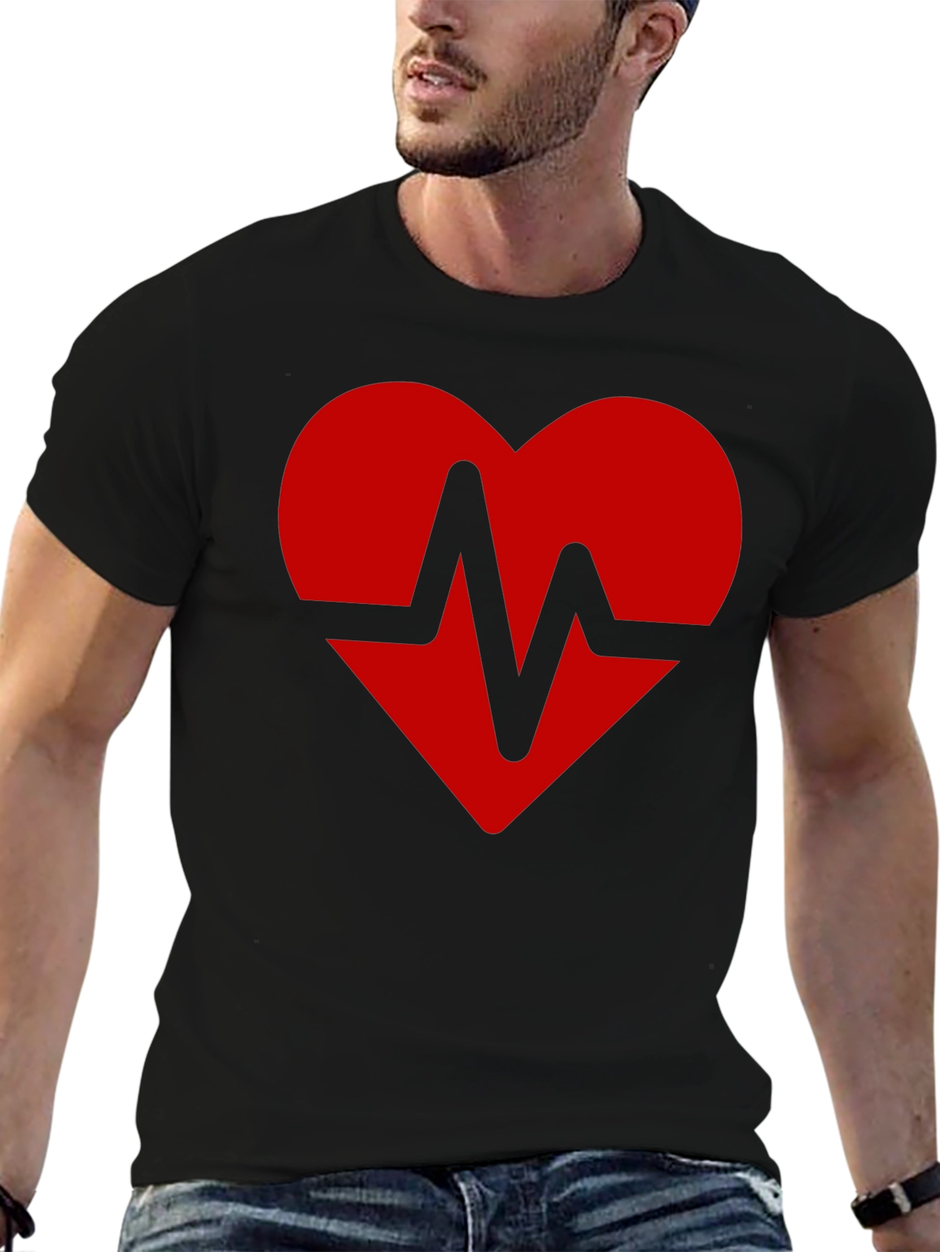 Camiseta Negra Corazón Latido