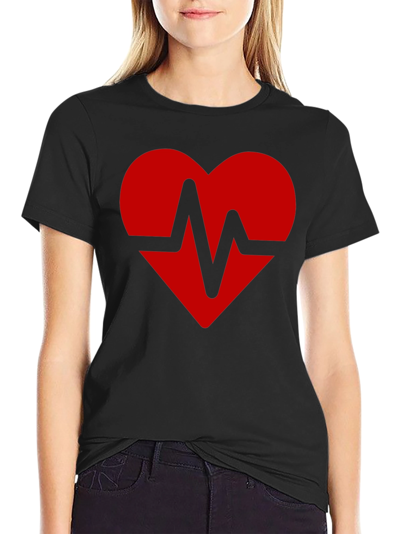 Camiseta Negra Corazón Latido
