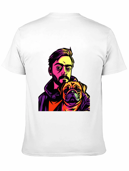 Camiseta Hombre Negra Diseño Hombre y Pug