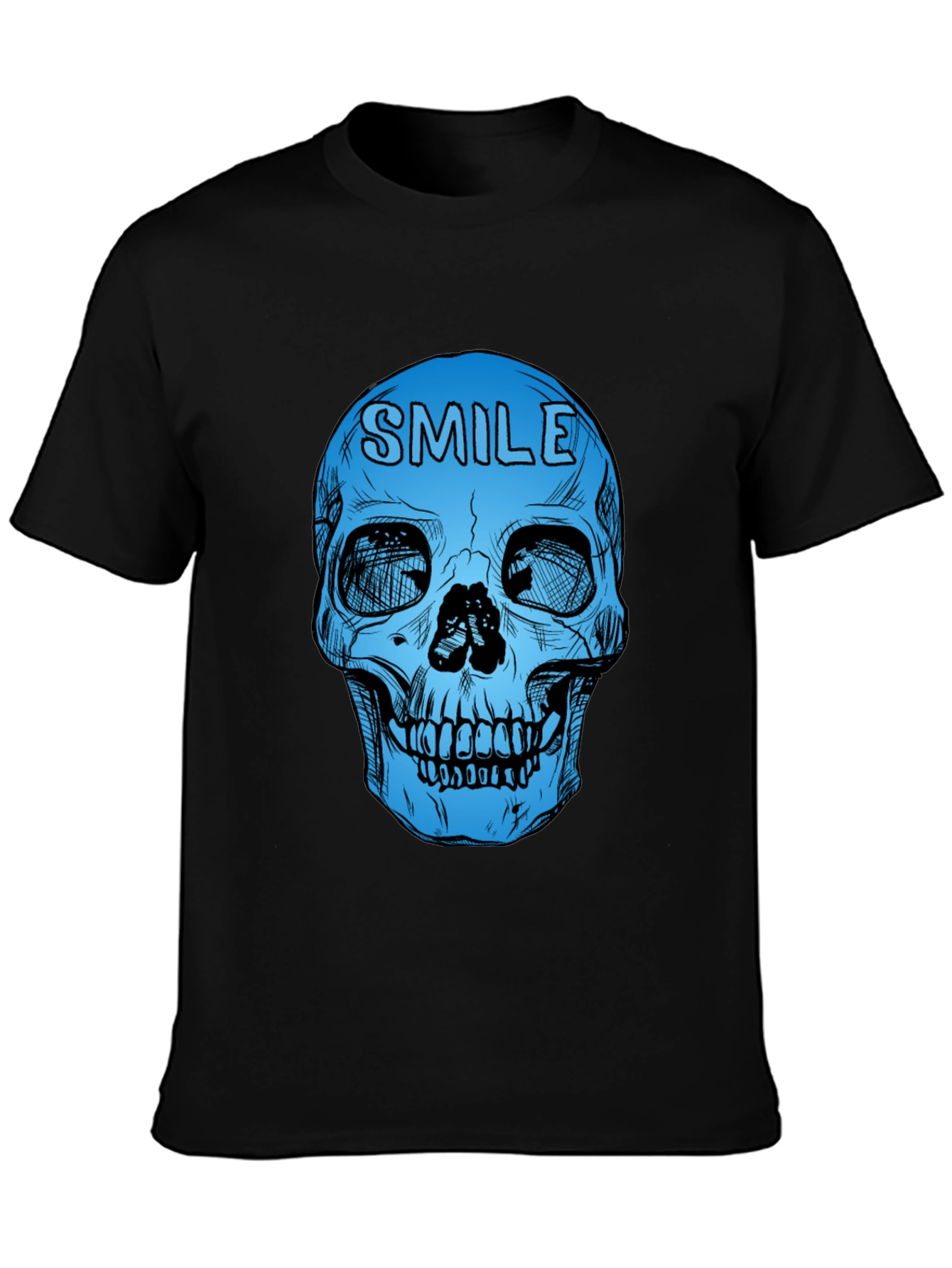 Camiseta Negra con Calavera Azul Smile
