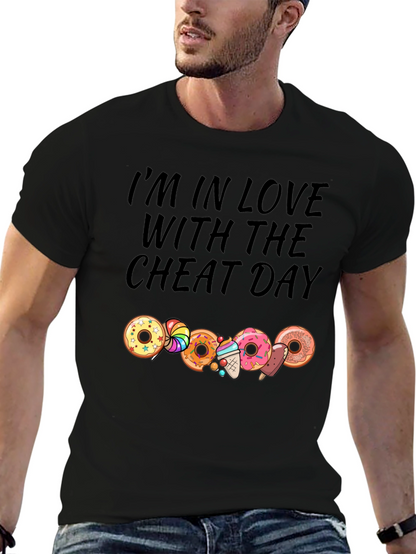 Camiseta Negra Cheat Day con Donas y Dulces