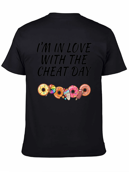 Camiseta Negra Cheat Day con Donas y Dulces