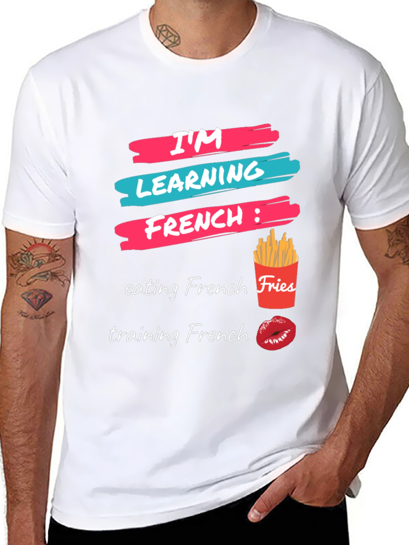 Camiseta Aprendiendo Francés: Comida y Besos