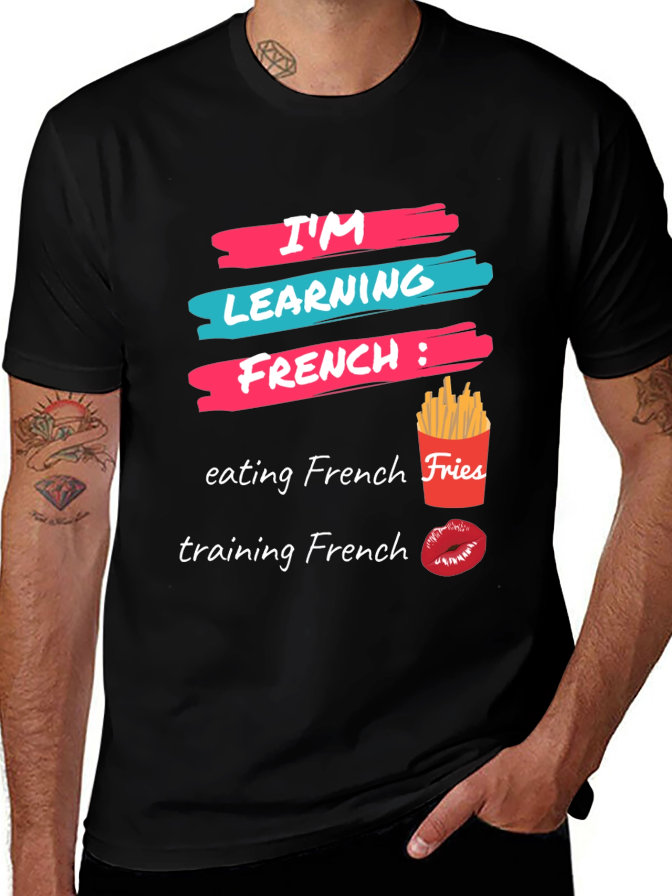 Camiseta Aprendiendo Francés: Comida y Besos