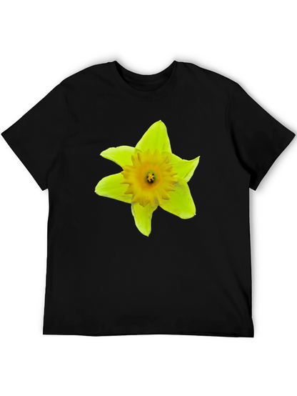 Camiseta Negra con Diseño Floral Abstracto