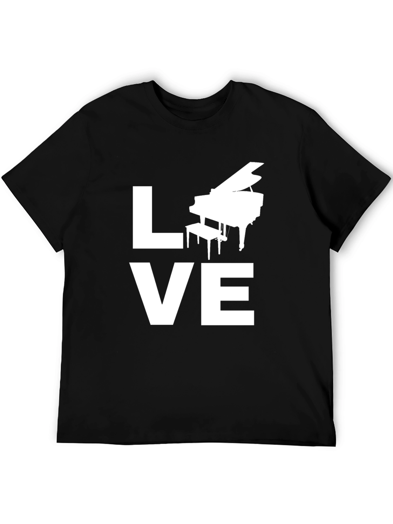 Camiseta Negra Amor Piano - Diseño Musical