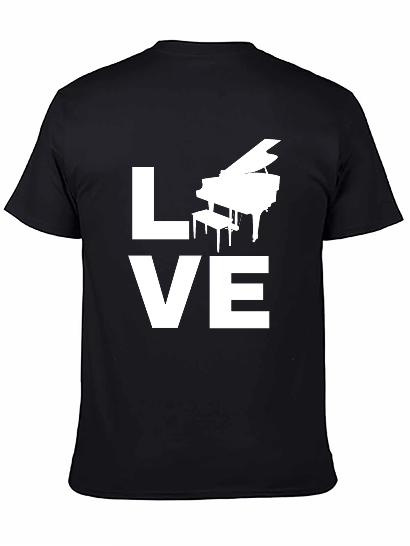Camiseta Negra Amor Piano - Diseño Musical