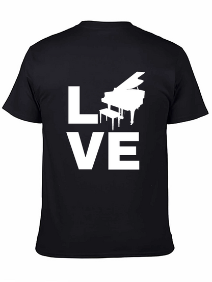 Camiseta Negra Amor Piano - Diseño Musical