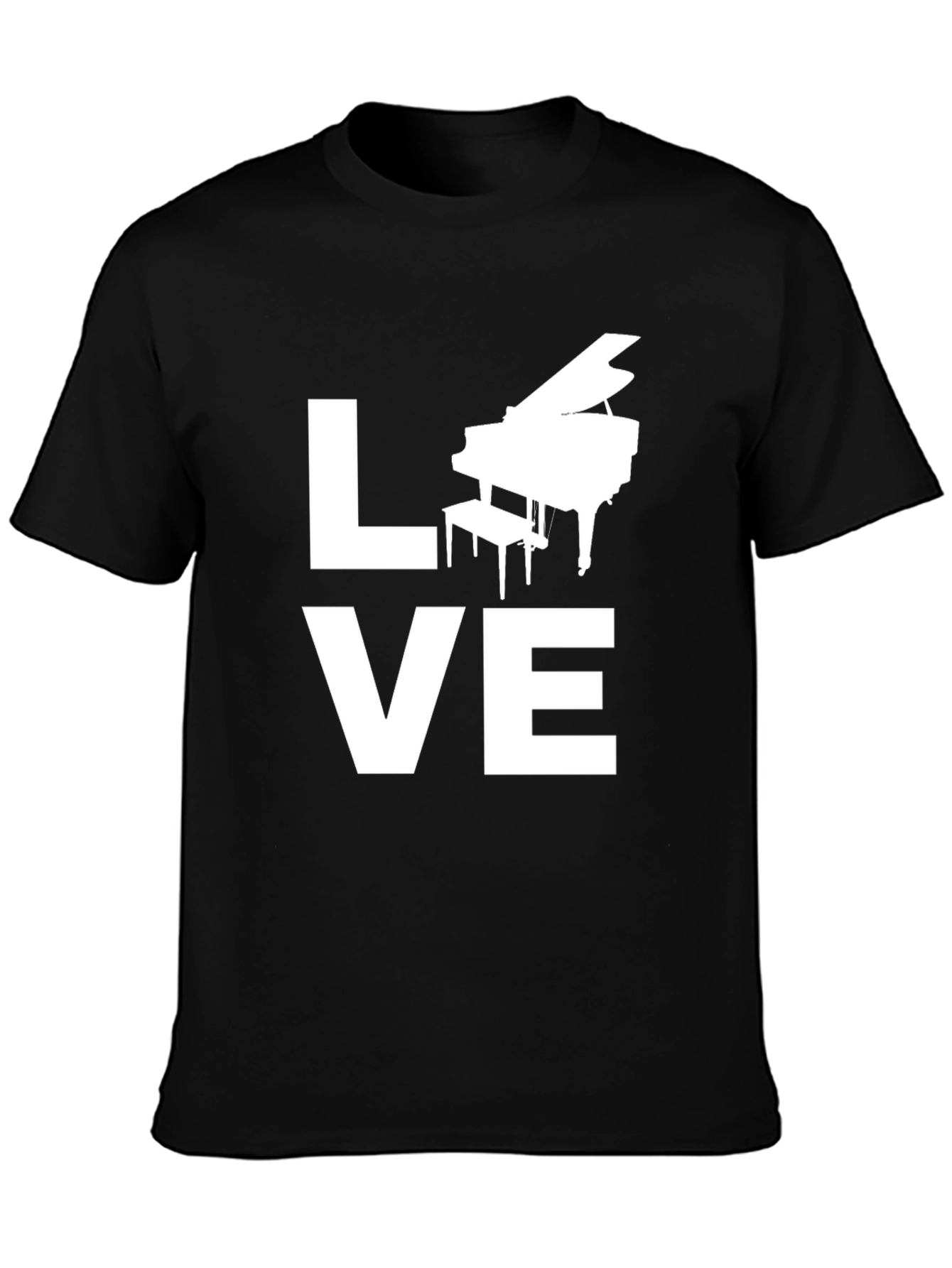 Camiseta Negra Amor Piano - Diseño Musical