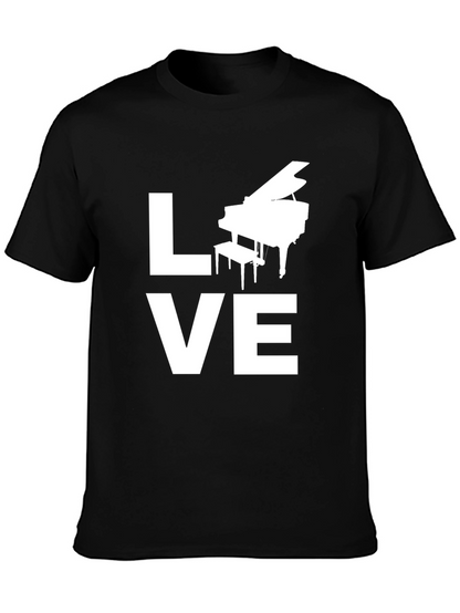 Camiseta Negra Amor Piano - Diseño Musical