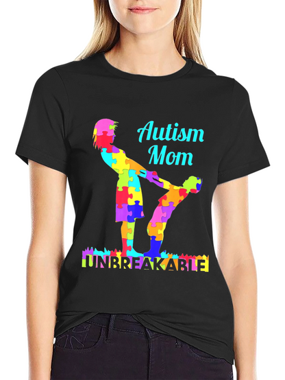 Camiseta Negra Mamá Autismo Irrompible