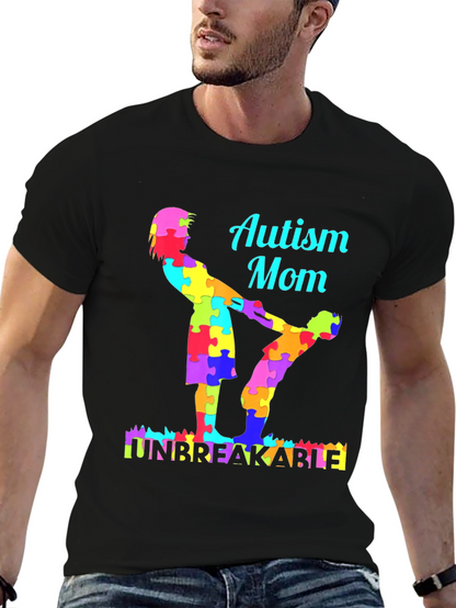 Camiseta Negra Mamá Autismo Irrompible