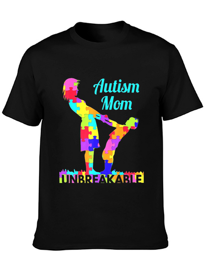 Camiseta Negra Mamá Autismo Irrompible
