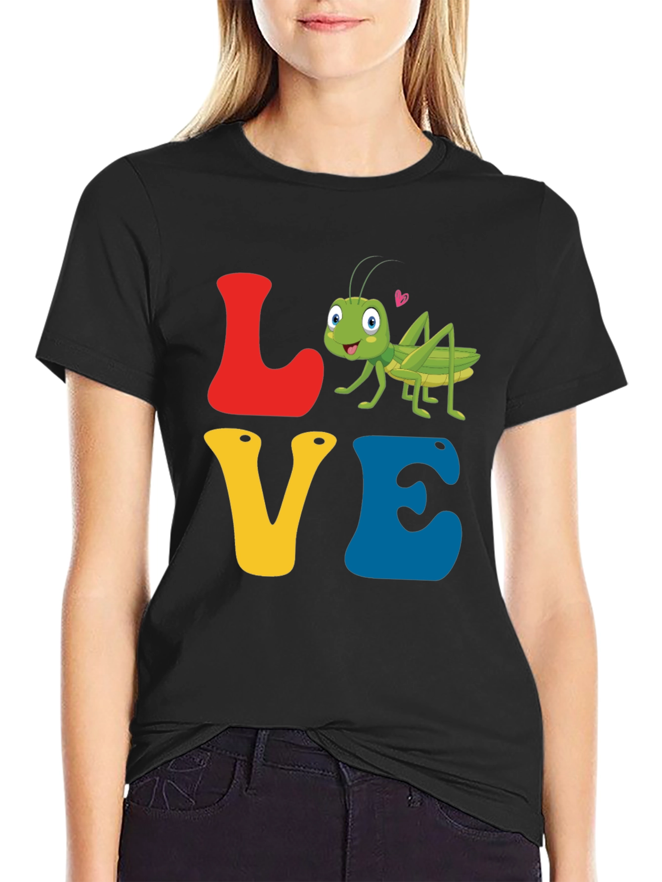 Camiseta Negra Love con Grillo Enamorado