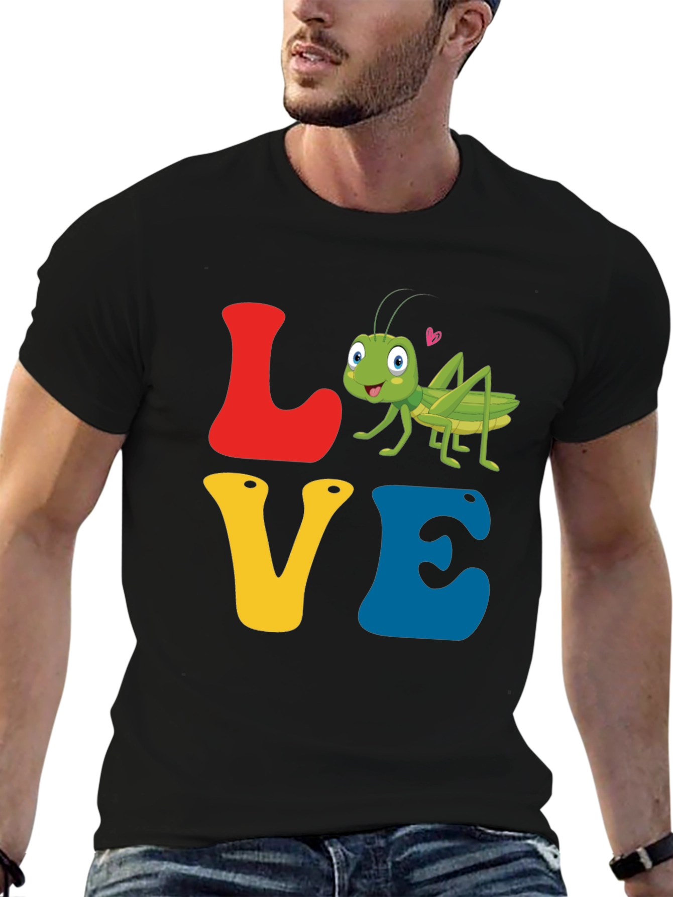 Camiseta Negra Love con Grillo Enamorado