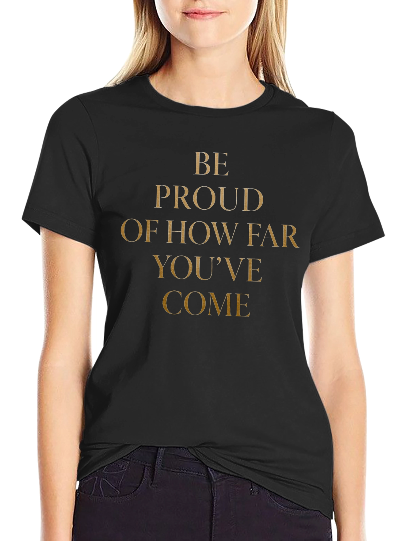 Camiseta Negra Motivacional: Be Proud