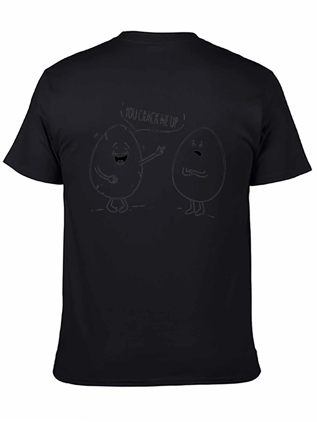 Camiseta Negra con Diseño de Huevos Cómicos