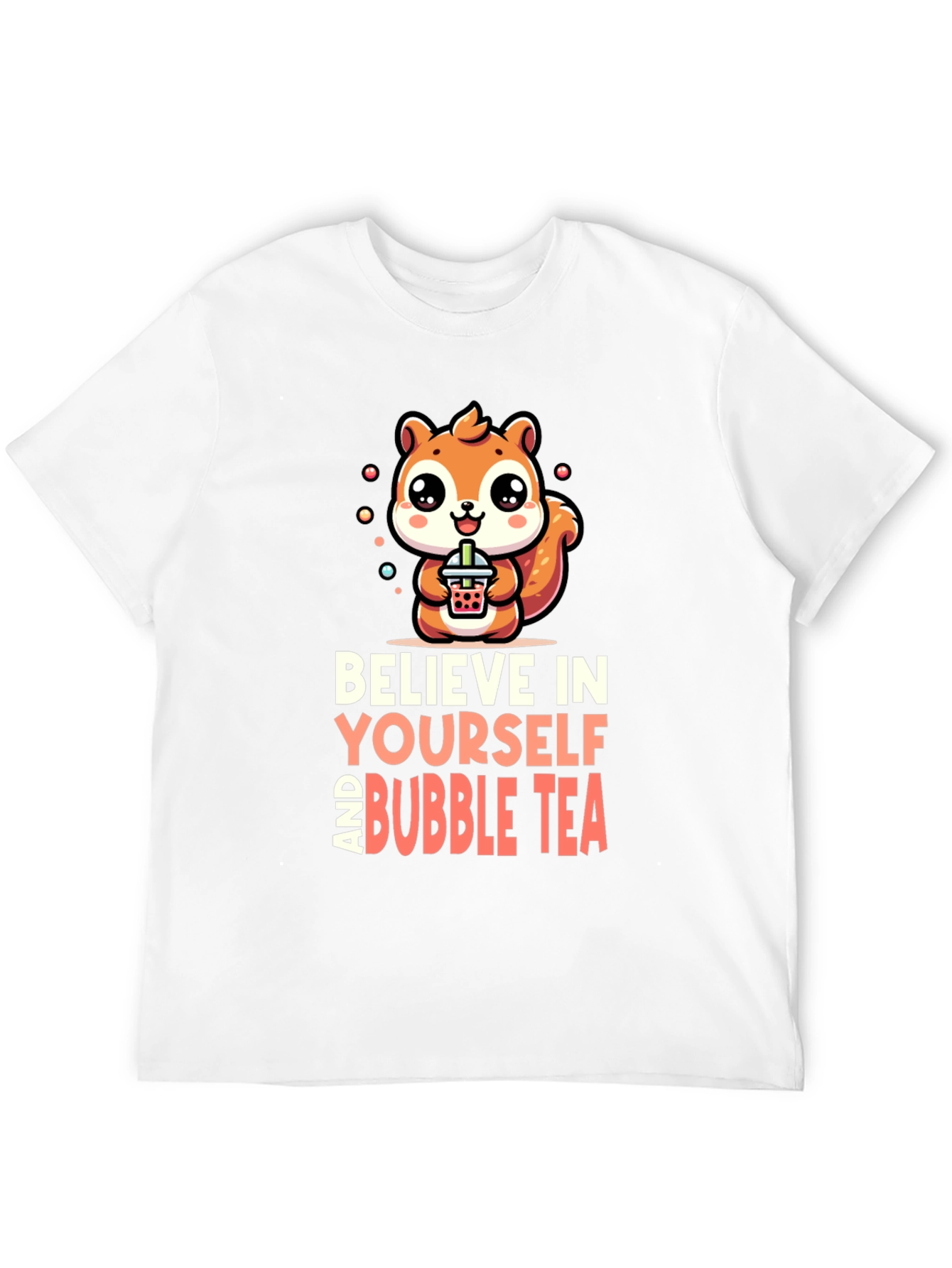 Camiseta Negra con Diseño de Ardilla y Bubble Tea