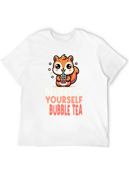 Camiseta Negra con Diseño de Ardilla y Bubble Tea