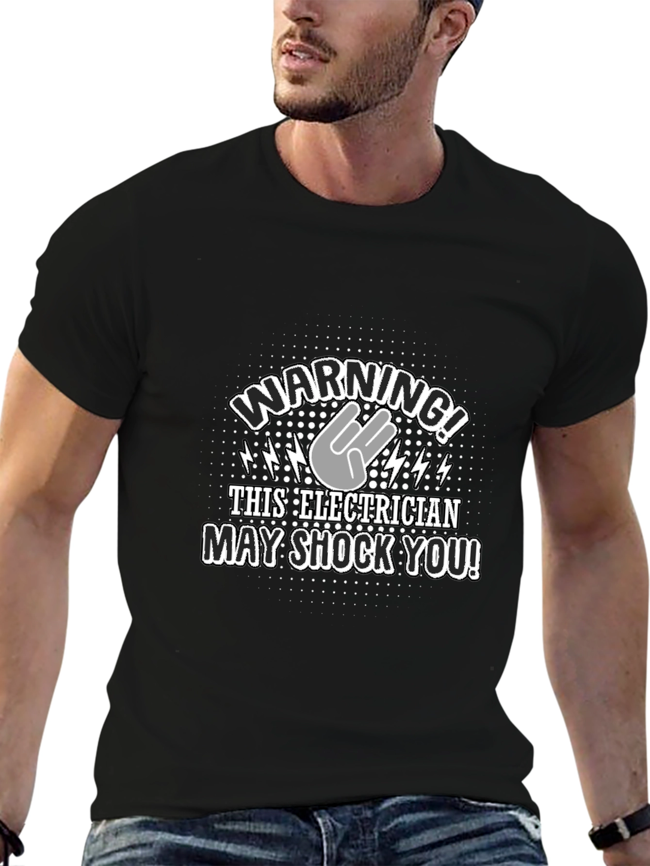 Camiseta Negra: Advertencia Electricista ¡Peligro de Descarga!