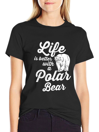 Camiseta Negra con Diseño de Oso Polar