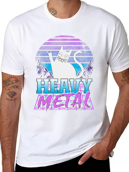 Camiseta Heavy Metal Gato Retro