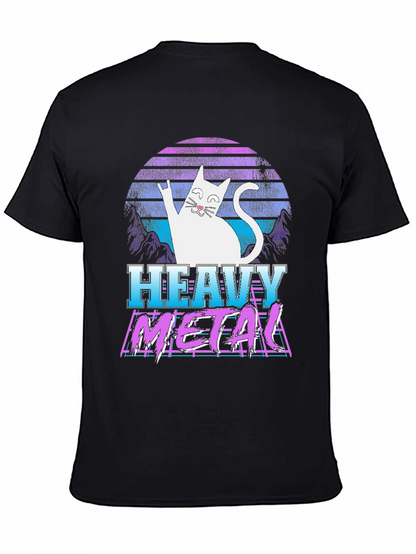 Camiseta Heavy Metal Gato Retro