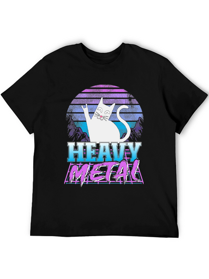 Camiseta Heavy Metal Gato Retro