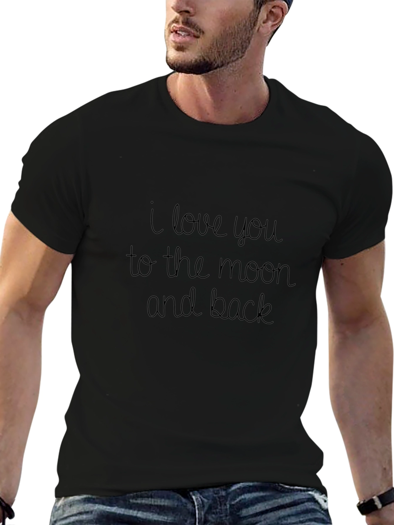 Camiseta Negra Te Amo Hasta la Luna y Vuelta