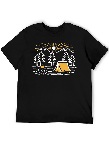 Camiseta Negra Gráfica de Camping
