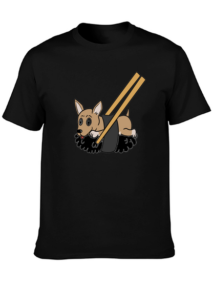 Camiseta Negra Diseño Sushi Perrito Divertido Casual