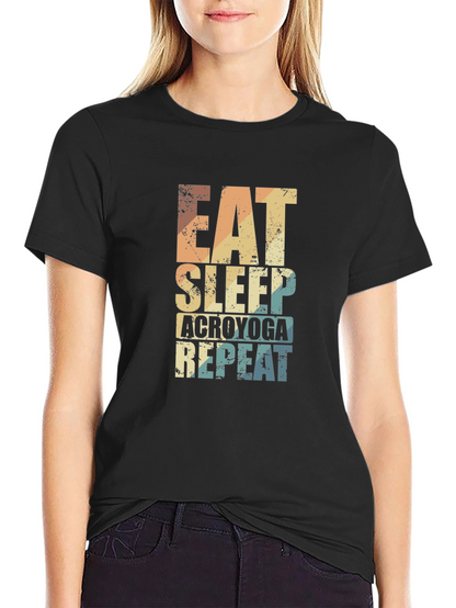 Camiseta Negra Acroyoga: Come Duerme Repite