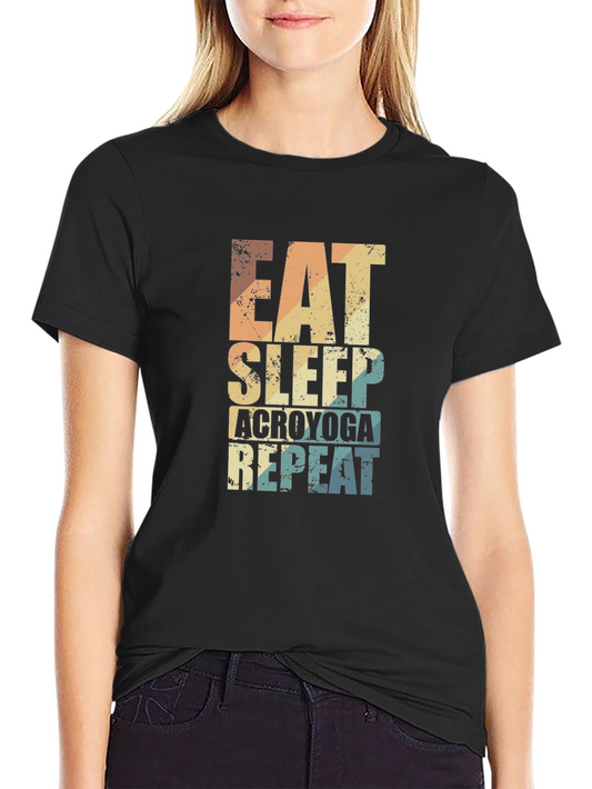 Camiseta Negra Acroyoga: Come Duerme Repite