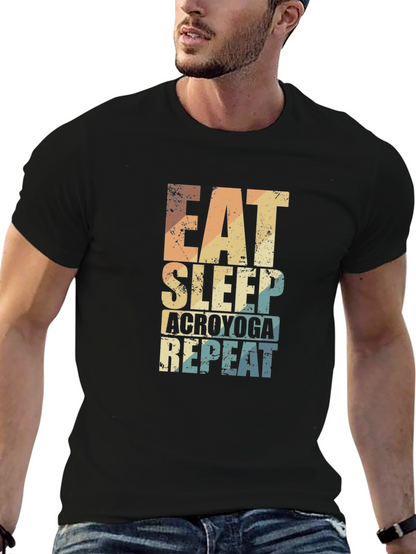 Camiseta Negra Acroyoga: Come Duerme Repite