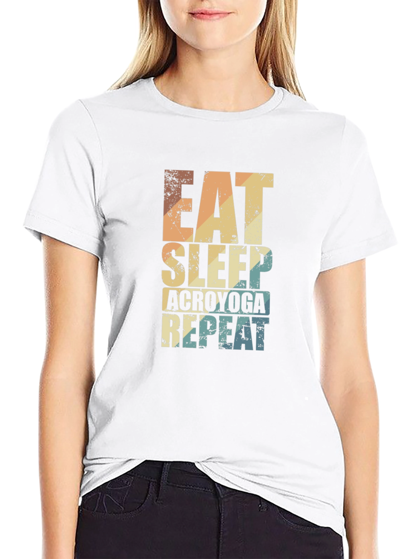 Camiseta Negra Acroyoga: Come Duerme Repite