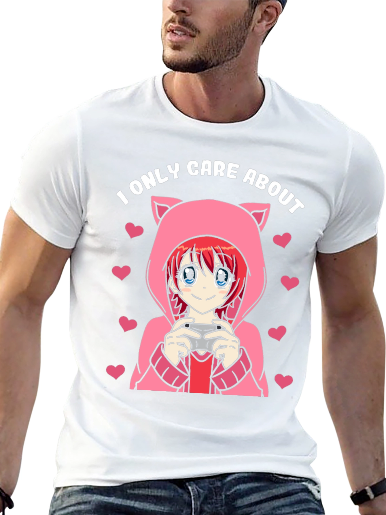 Camiseta Negra Solo Me Importa Anime Gamer