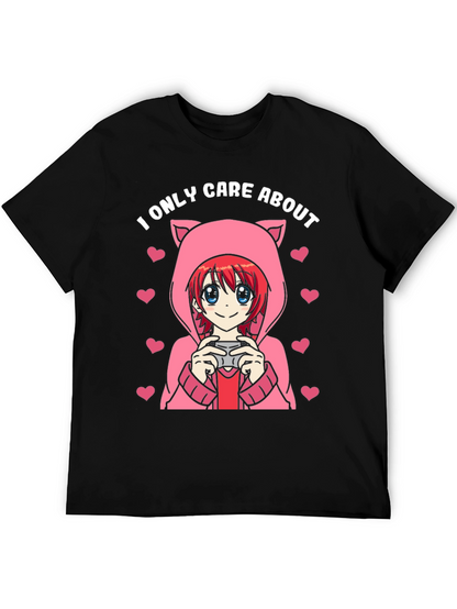 Camiseta Negra Solo Me Importa Anime Gamer