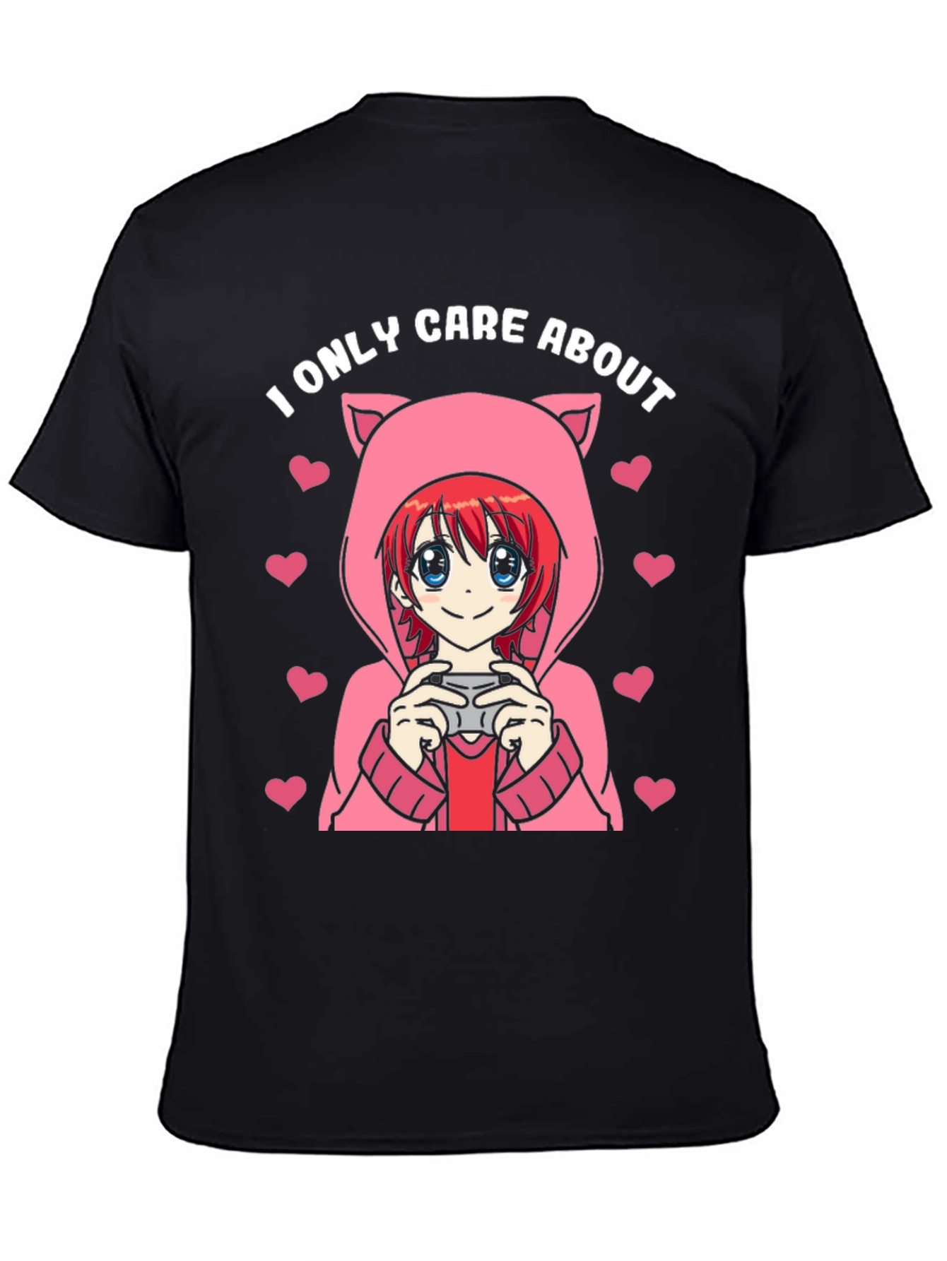 Camiseta Negra Solo Me Importa Anime Gamer