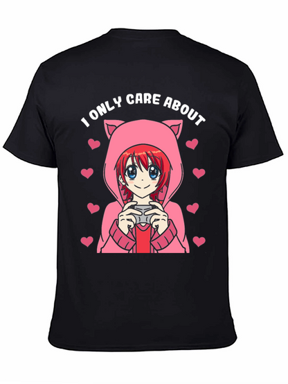 Camiseta Negra Solo Me Importa Anime Gamer