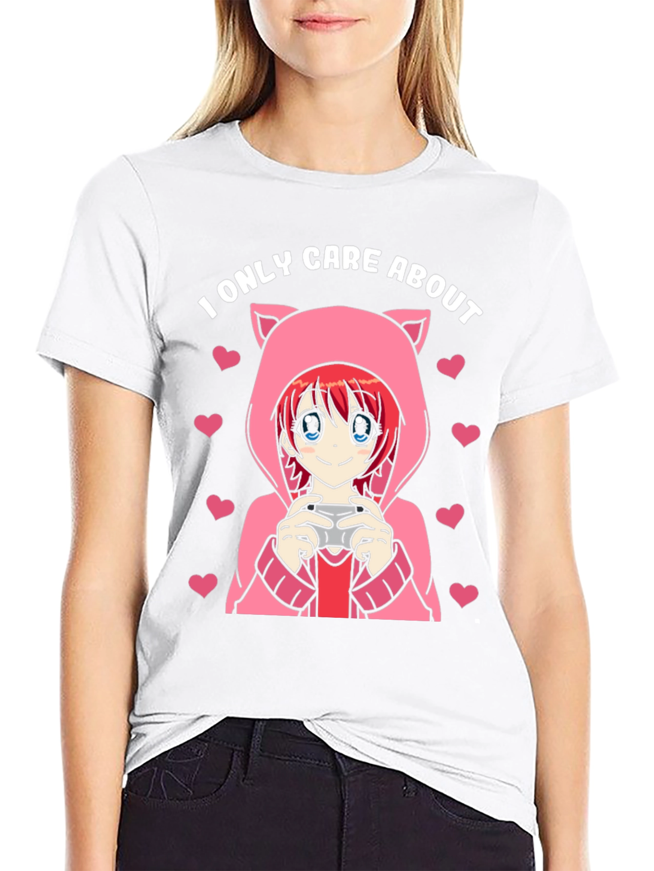 Camiseta Negra Solo Me Importa Anime Gamer