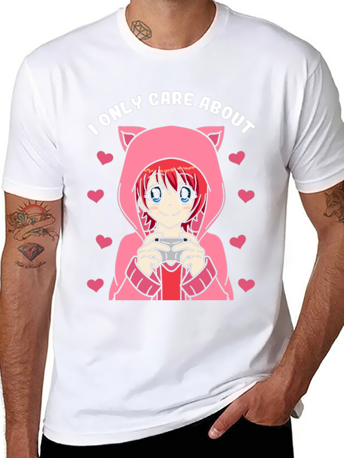 Camiseta Negra Solo Me Importa Anime Gamer