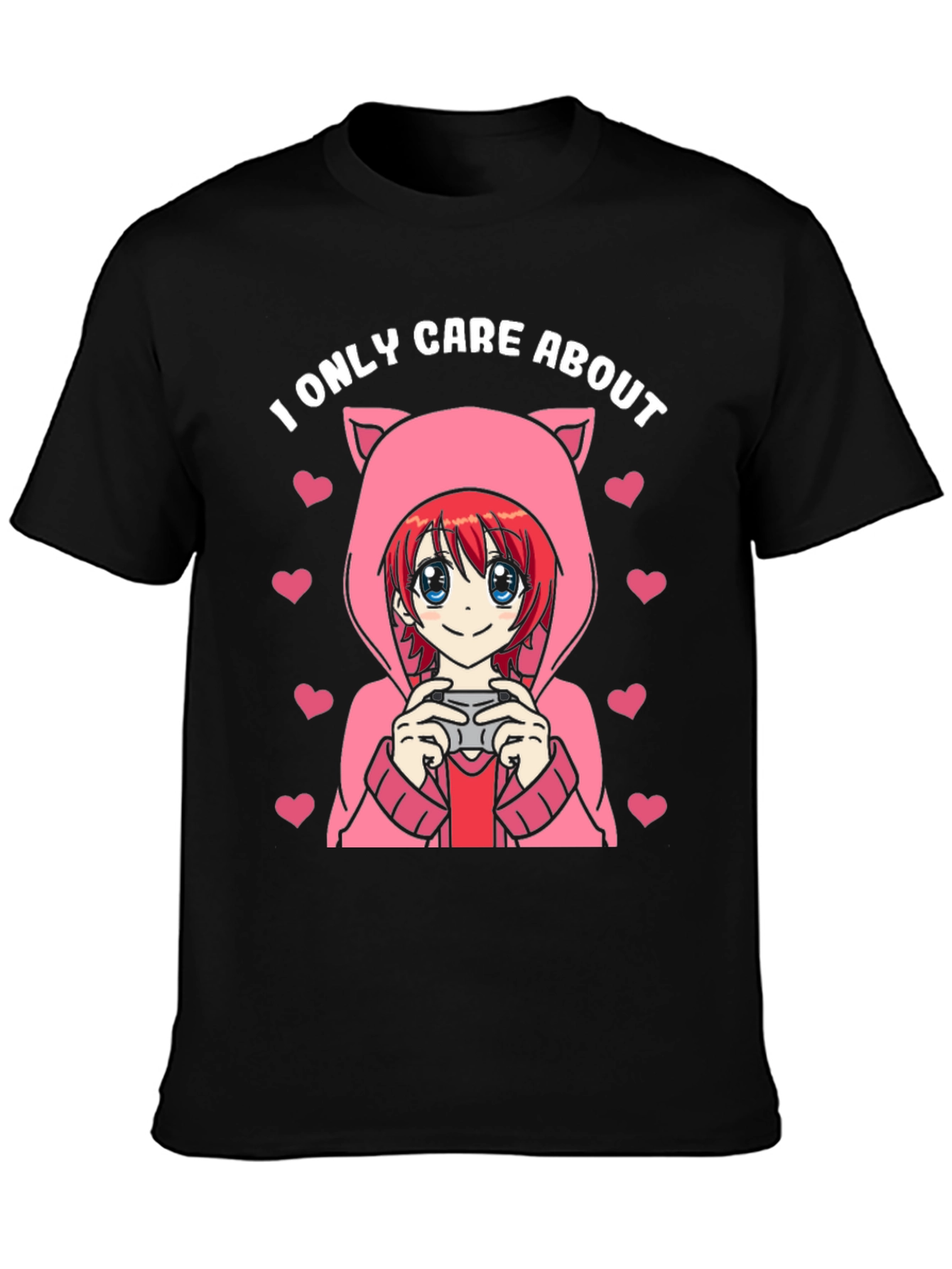 Camiseta Negra Solo Me Importa Anime Gamer