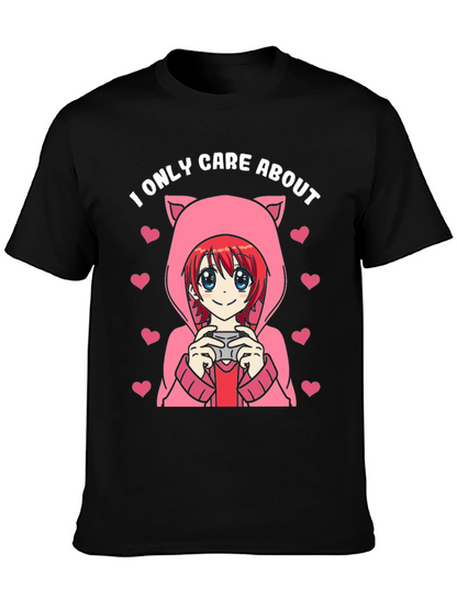 Camiseta Negra Solo Me Importa Anime Gamer