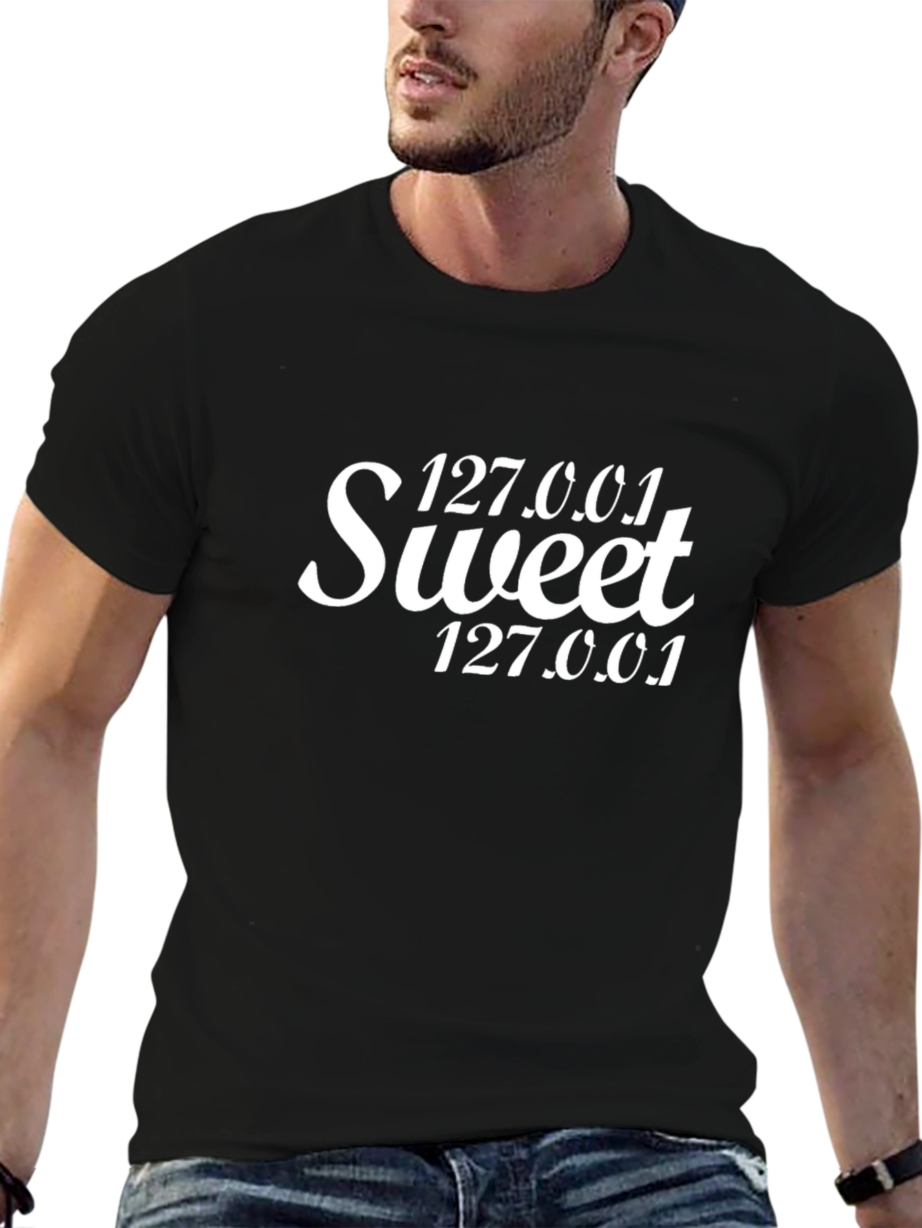 Camiseta Negra Sweet 127.0.0.1 Divertida
