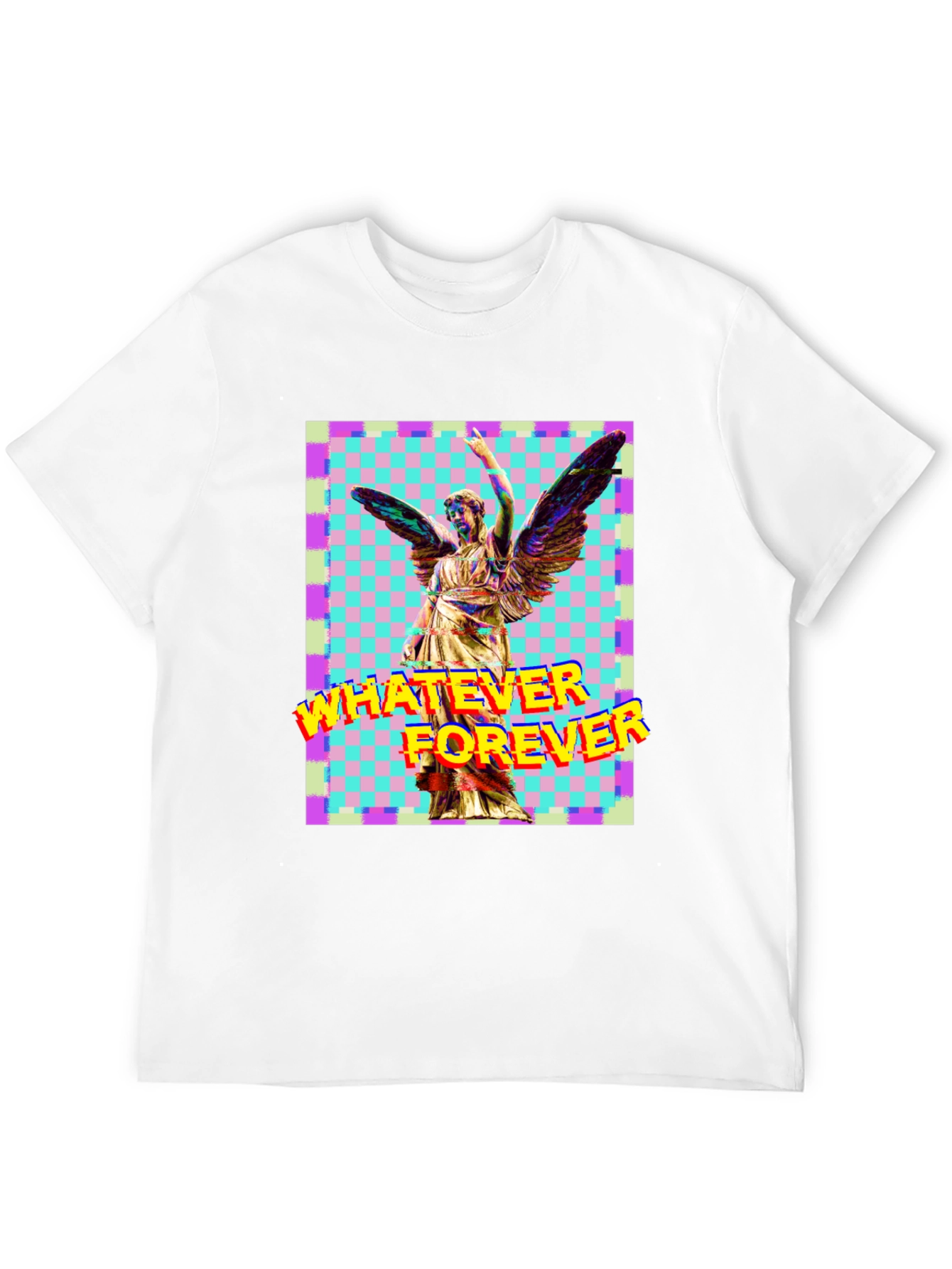 Camiseta Negra con Diseño Artístico de Ángel y Texto