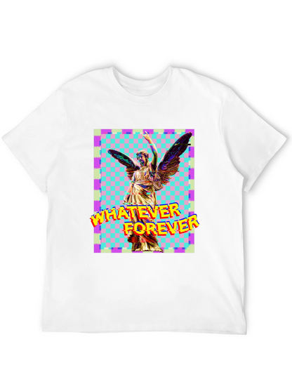 Camiseta Negra con Diseño Artístico de Ángel y Texto