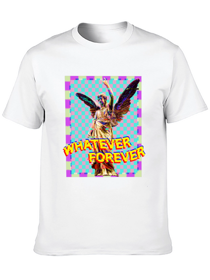 Camiseta Negra con Diseño Artístico de Ángel y Texto