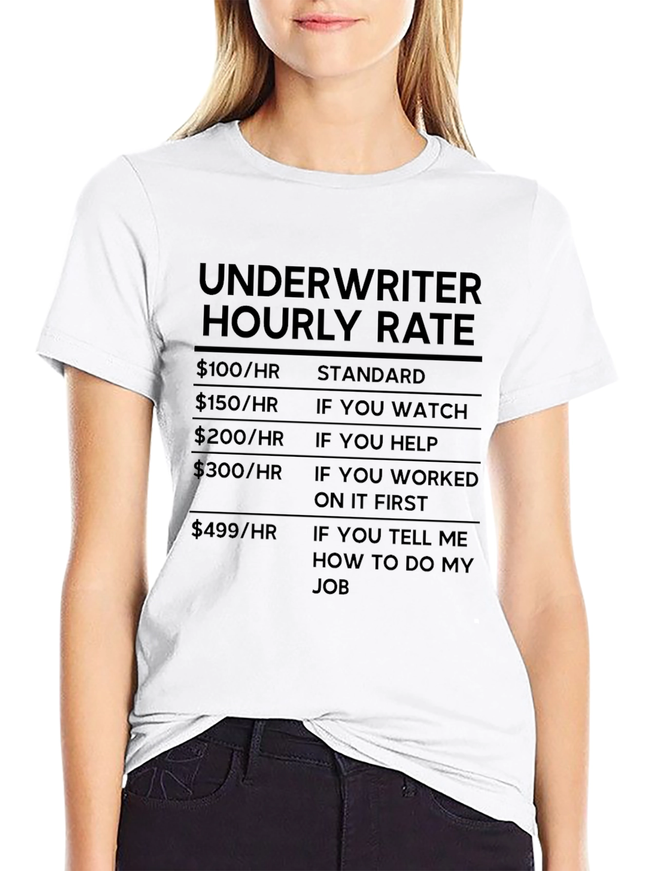 Camiseta Underwriter Hourly Rate - Humor Financiero