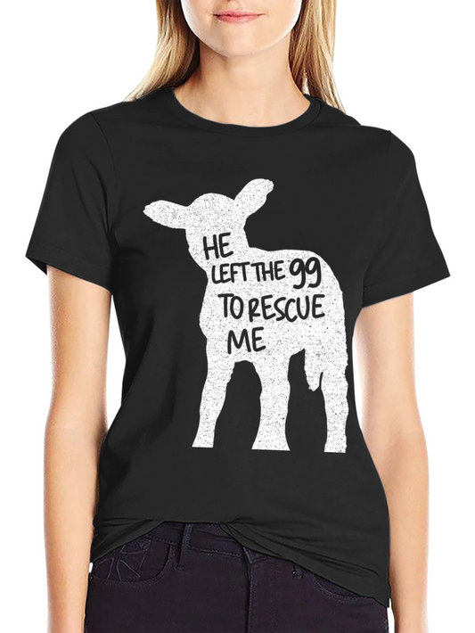 Camiseta Negra Cristiana: Él Dejó a los 99 para Rescatarme